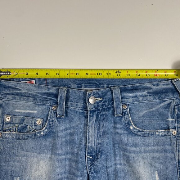 True Religion World Tour Section Bobby Baggy Fit Distressed Men's Jeans 36x32.5 - Picture 11 of 13